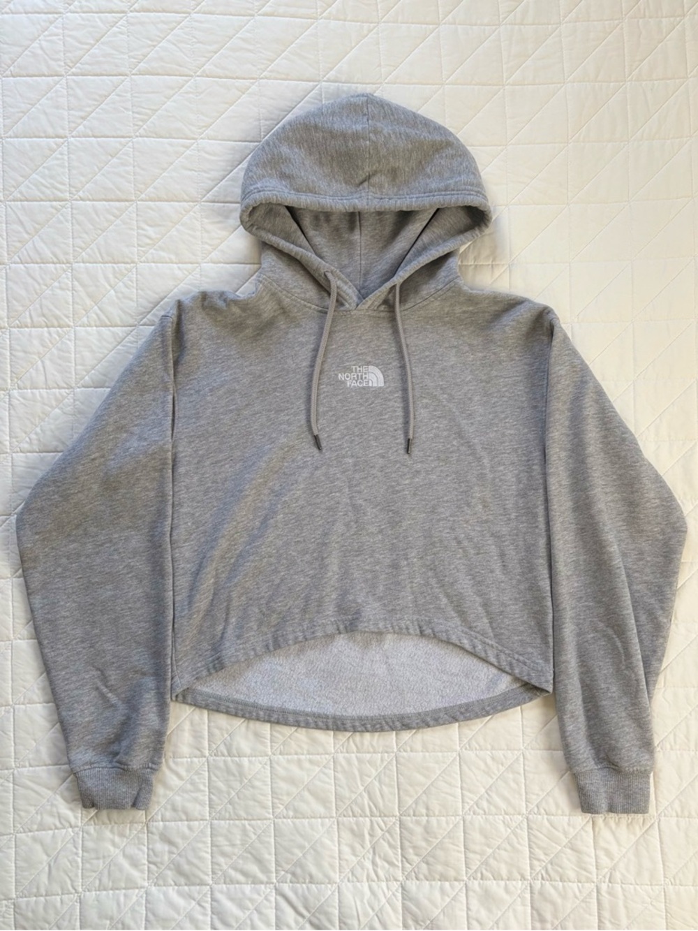 The North Face Cropped Hoodie Heather Gray Women's Medium Half Dome Logo